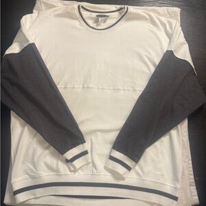 Spirit Women’s White and‎ Black Crewneck Sweater. Cozy y2k oversized sweater.
